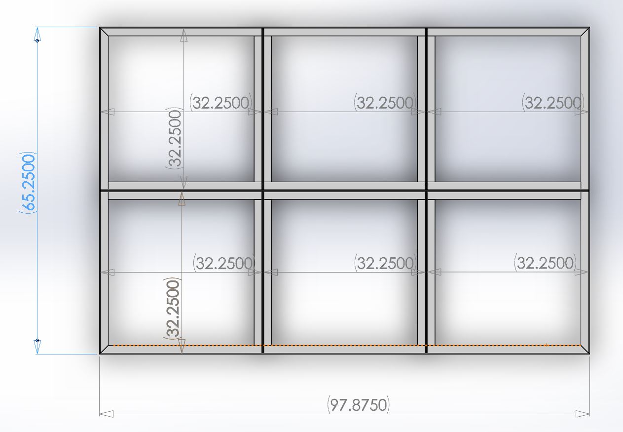 Solidworks model of the solar panel frame to check for fitment and clearance of the panels.