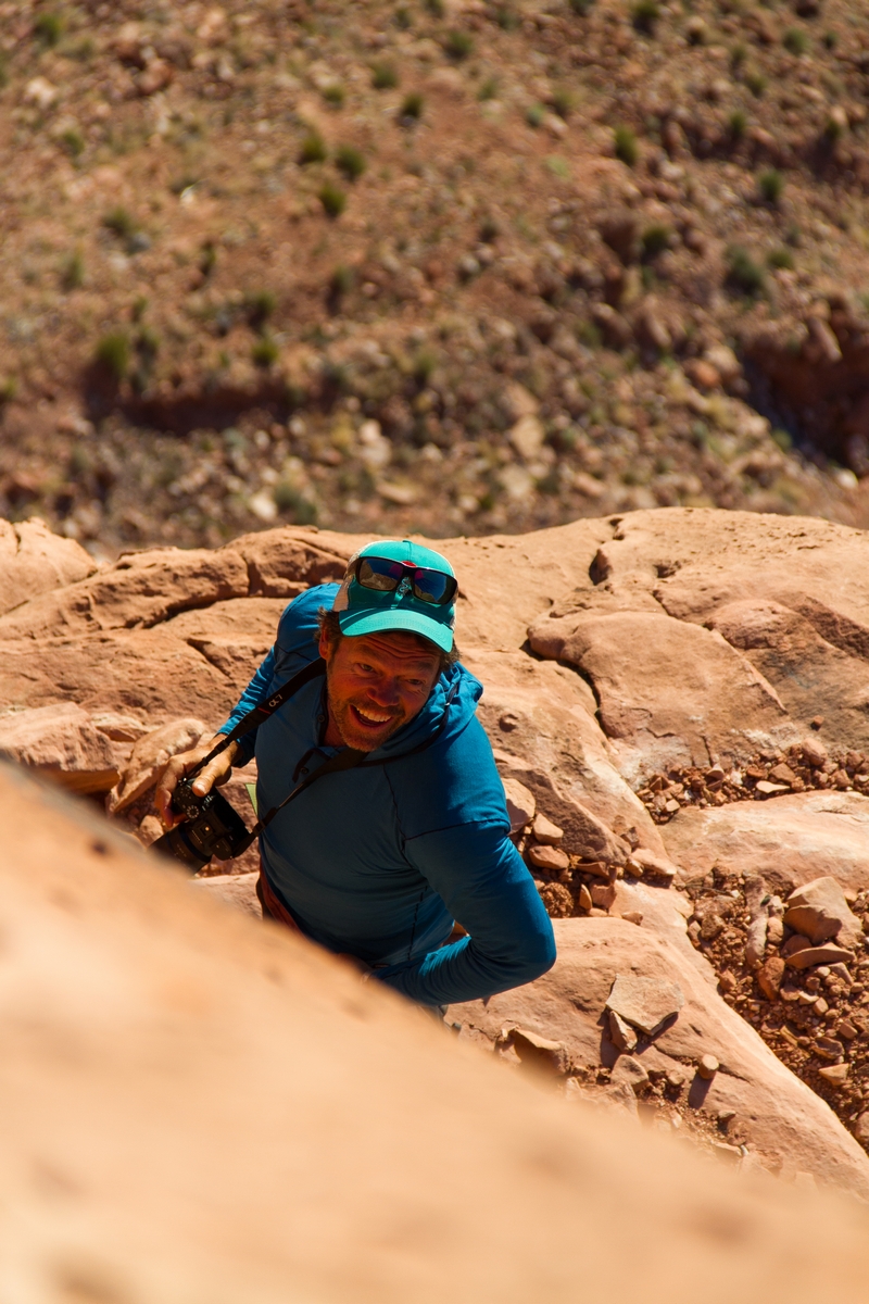 Pete free soloed the top of the red wall to 'get the shot.'